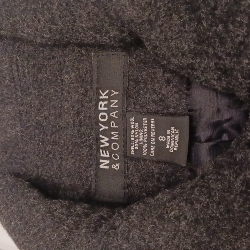 New York & Company size 8 women's dark black gray 80% wool double-breasted coat. - Picture 10 of 17
